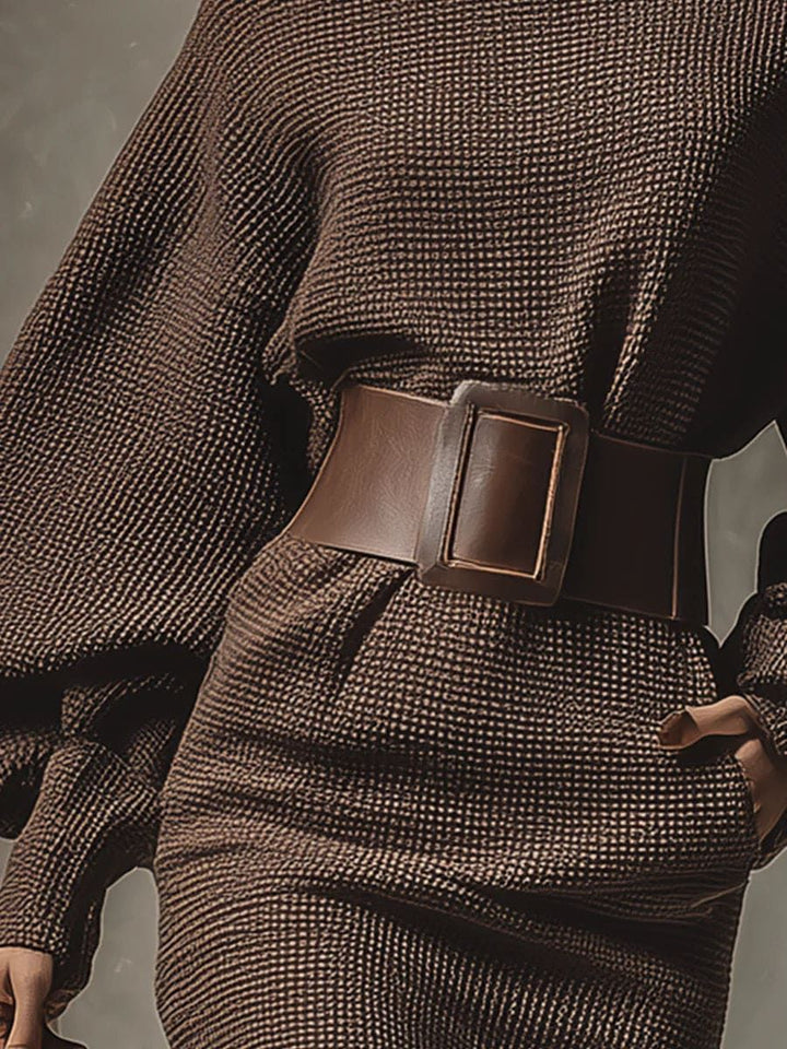 Caroline  | Short Knit Dress with Structured Belt