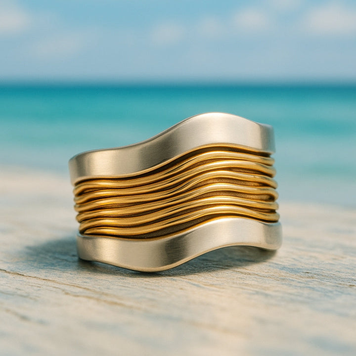 Violet | Silver and Gold Threaded Ring