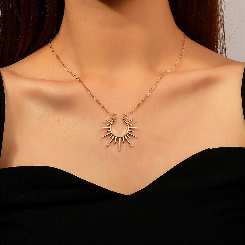 White / Gold Sunflower Pendant Necklace