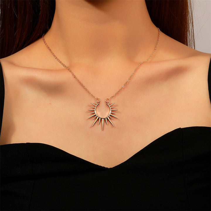 White / Gold Sunflower Pendant Necklace