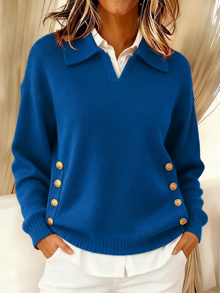 Piper™ | Collared V-Neck Button Sweater