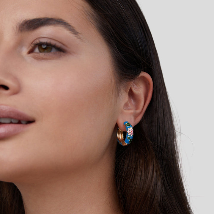 Savannah | Floral Gold Circle Earrings