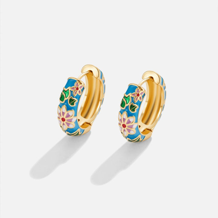 Savannah | Floral Gold Circle Earrings
