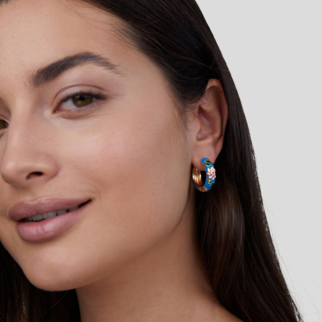 Savannah | Floral Gold Circle Earrings