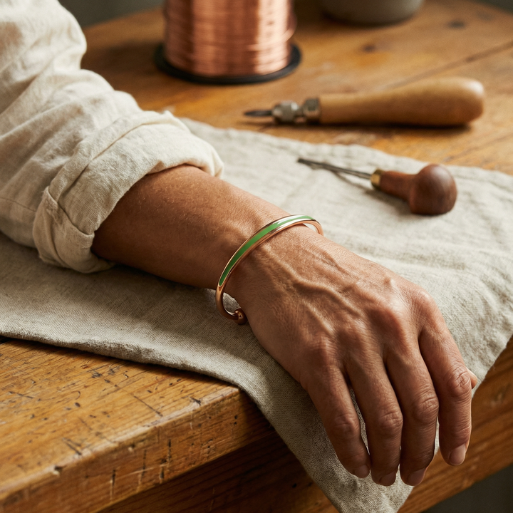 Maya's Jade Copper Bracelet