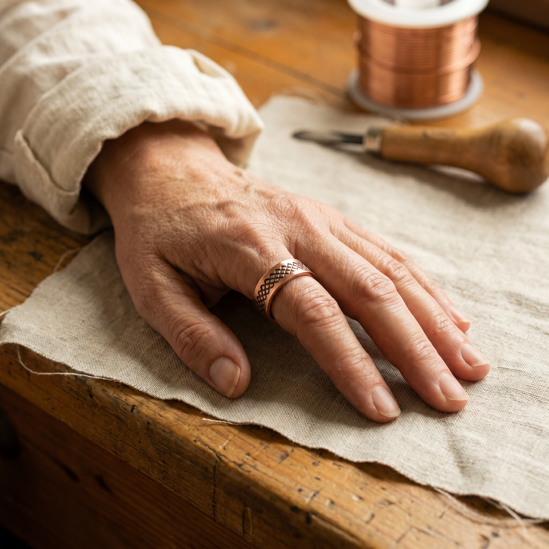 Maya's Grid Copper Ring