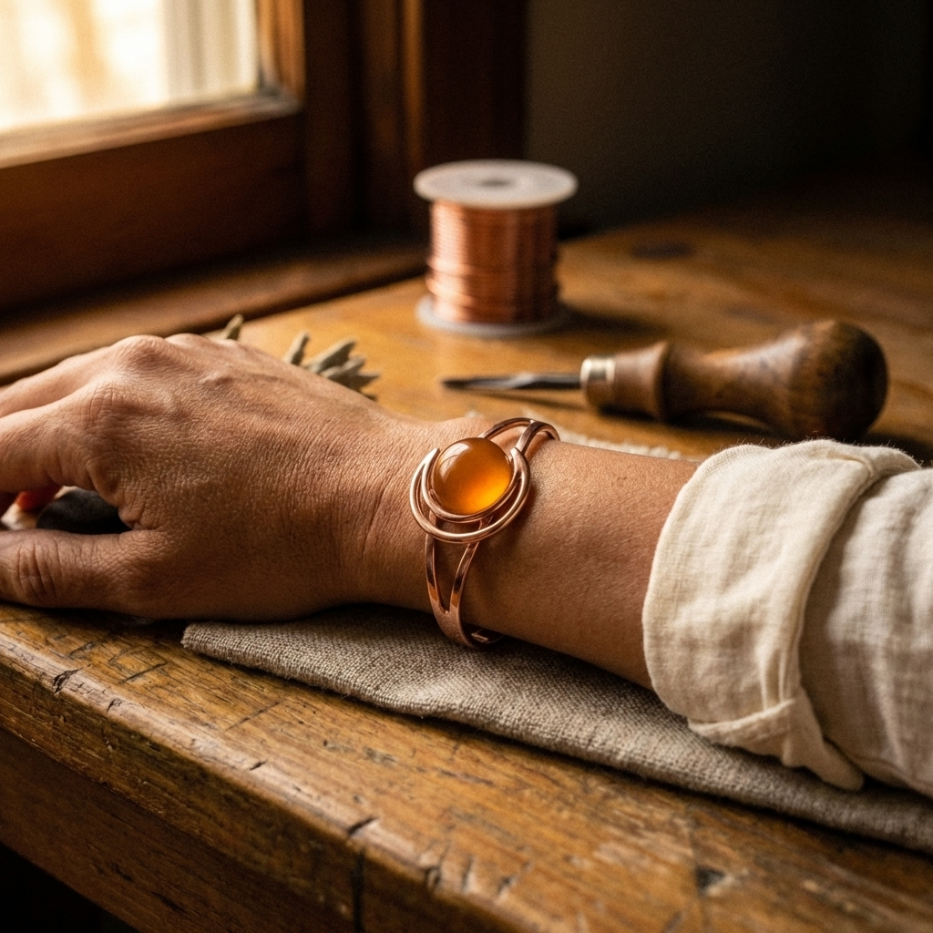 Maya's Sphere Orange Copper Bracelet
