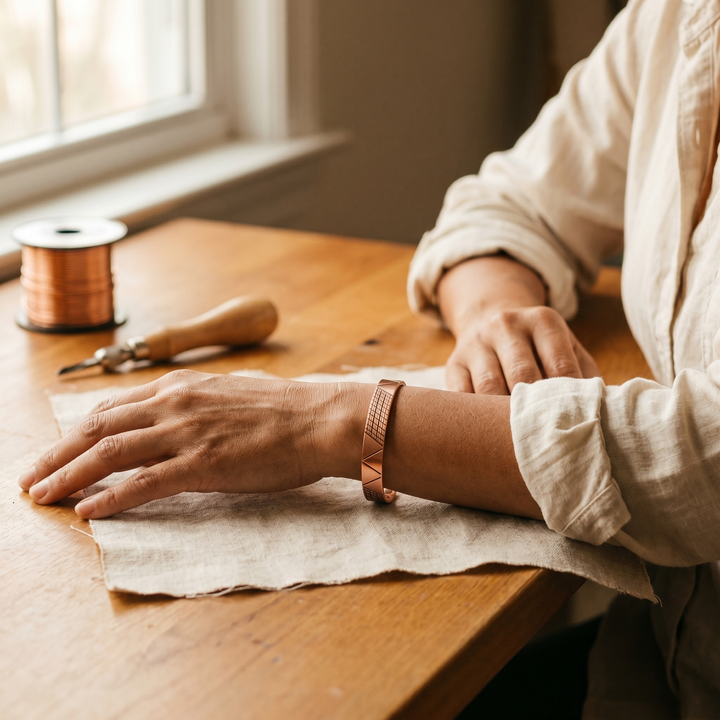 Maya's Crest Copper Bracelet