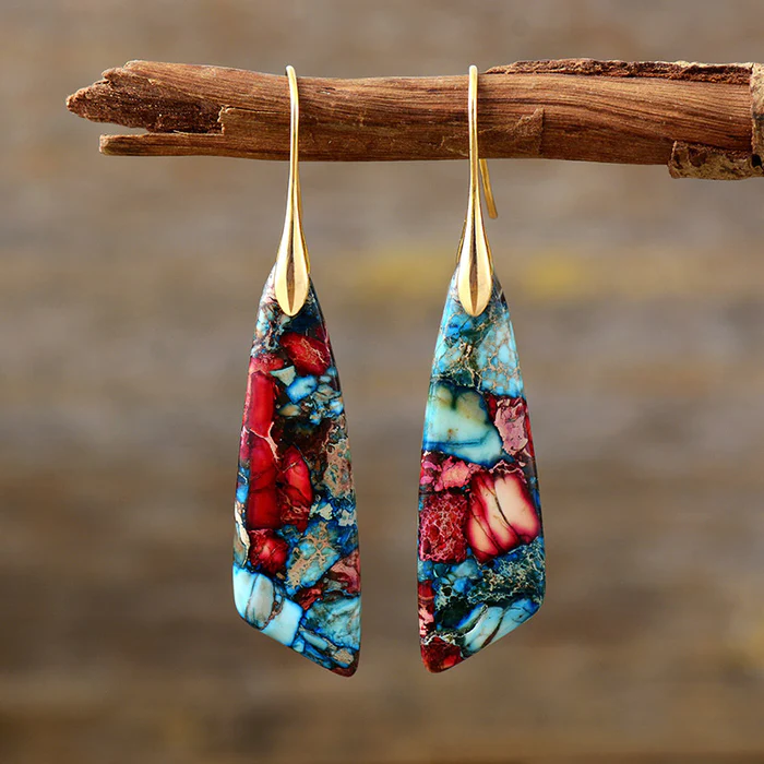 Megan | Retro-Inspired Earrings Adorned with Colorful Gemstones