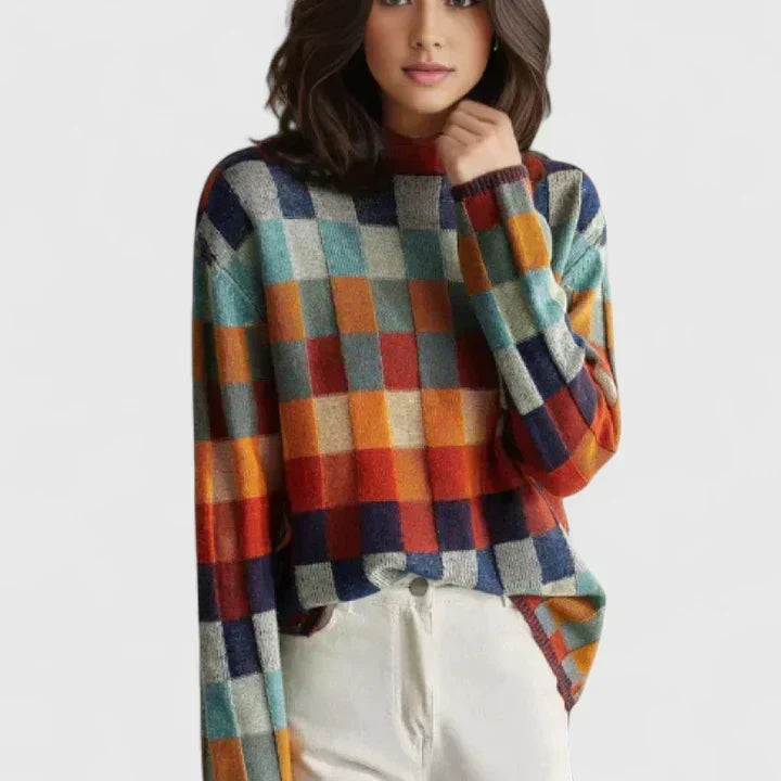 Florence™ | Colorful Check Knit Sweater