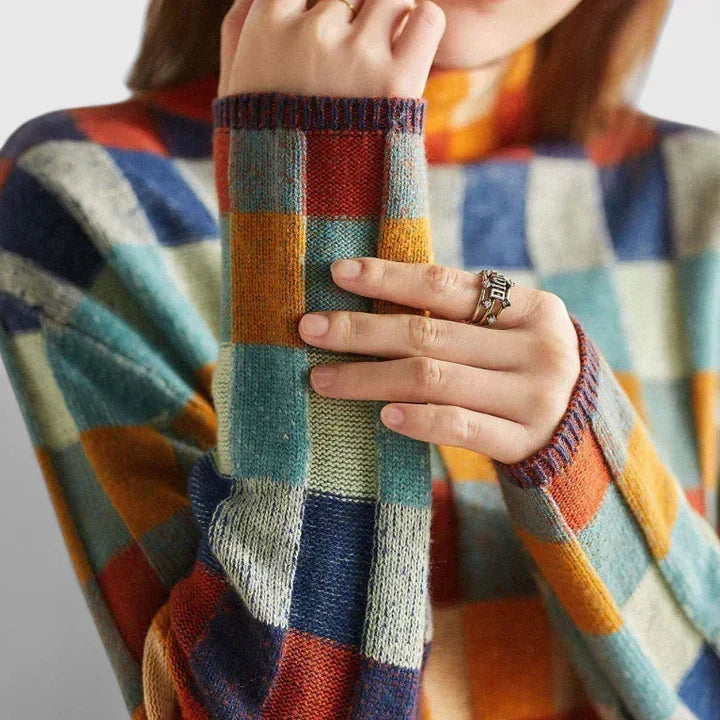 Florence™ | Colorful Check Knit Sweater