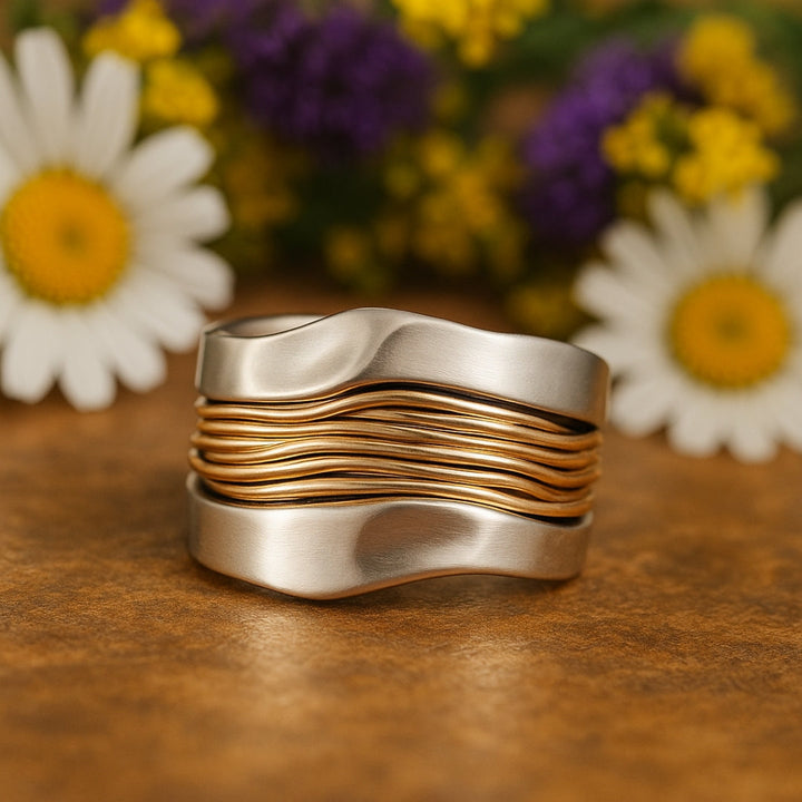 Violet | Silver and Gold Threaded Ring