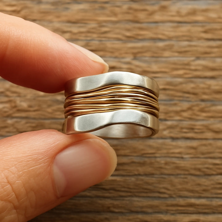 Violet | Silver and Gold Threaded Ring