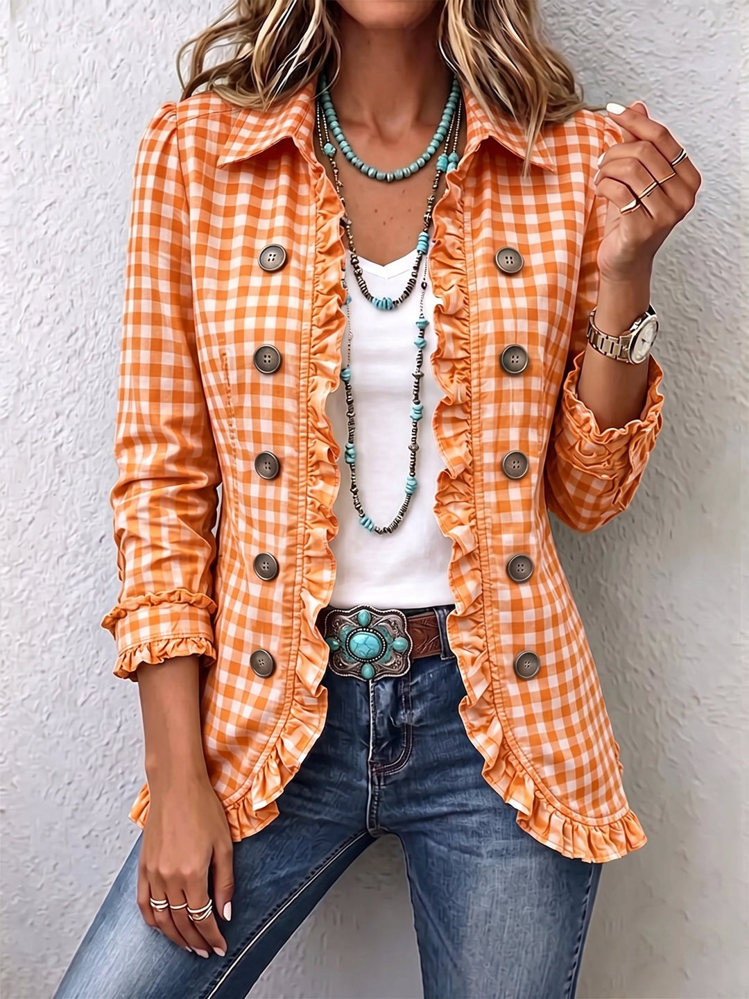 Matilda™ | Vintage Ruffle Button Jacket