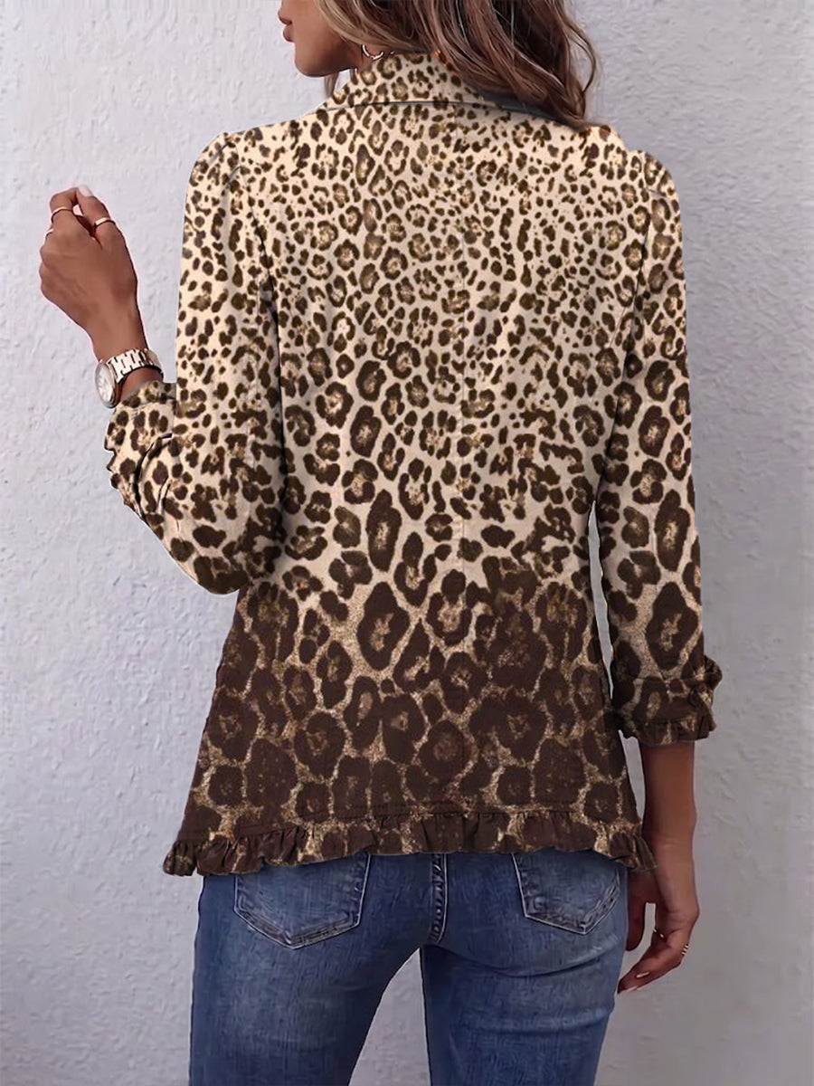 Daphne™ | Gradient Leopard Ruffle Jacket