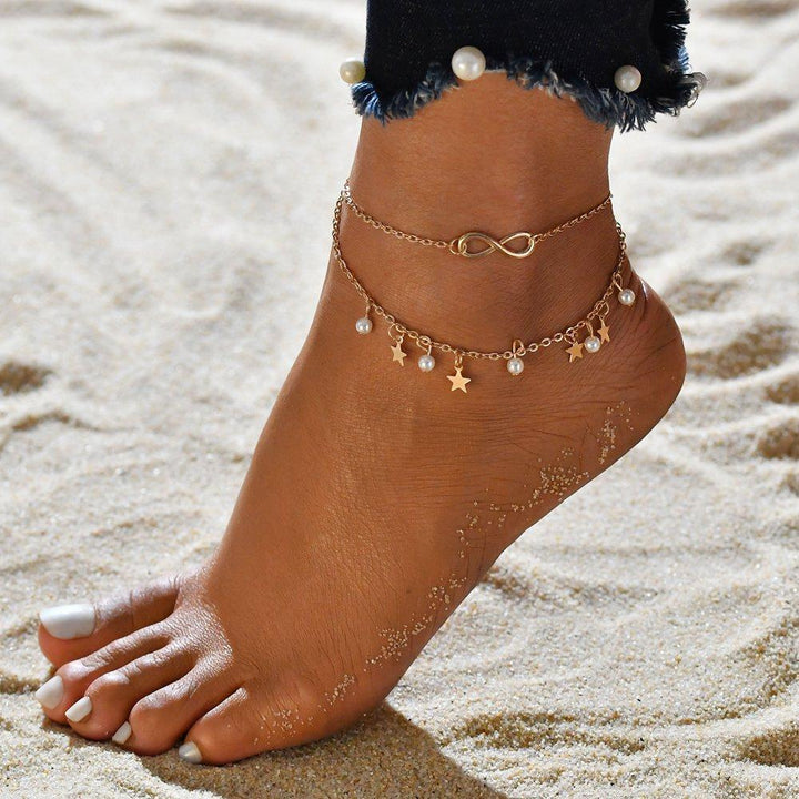Isabella | INFINITE BEADED ANKLET BRACELET WITH STAR ACCENTS