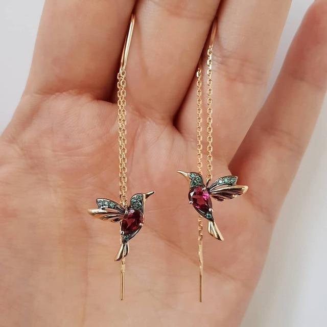 Shannon | Enamel Hummingbird Earrings with Zirconia Accents