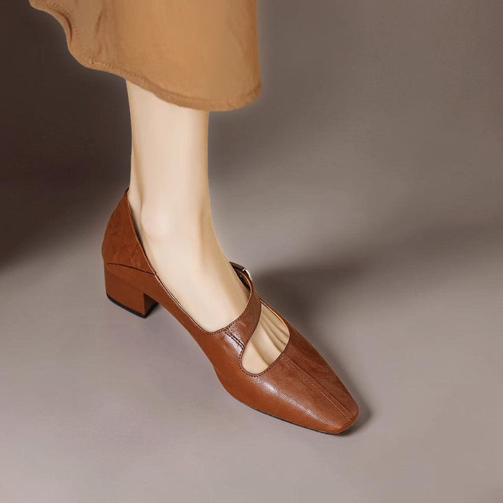 Ruby™ | Gold-Accent Block Heel Mary Janes
