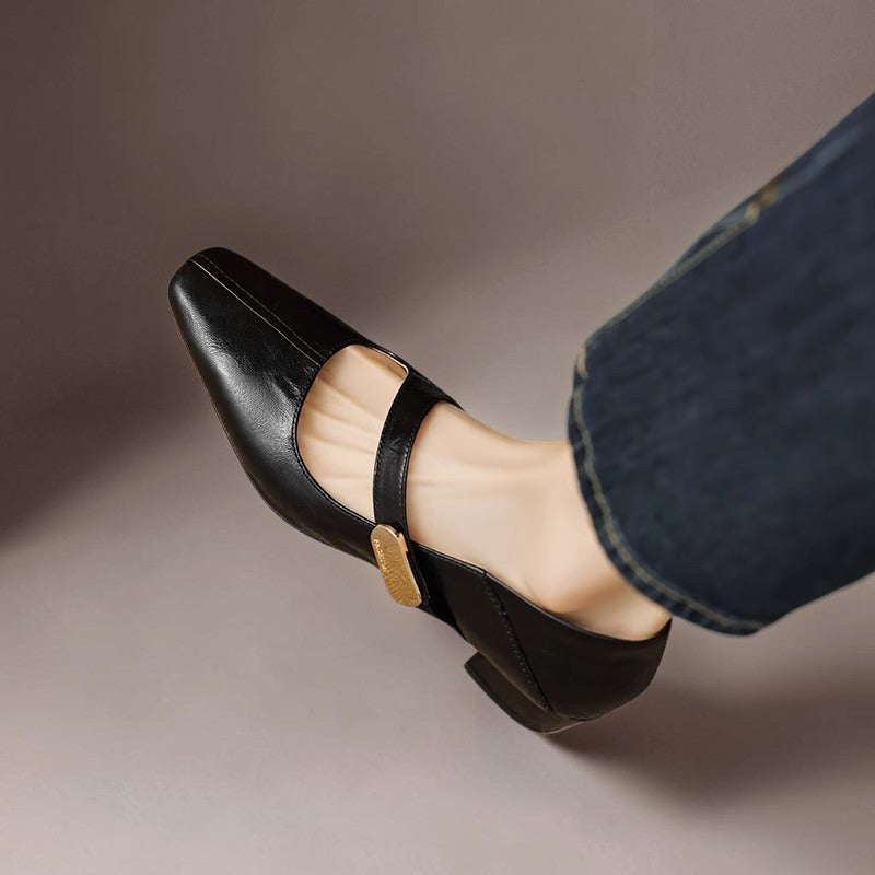Ruby™ | Gold-Accent Block Heel Mary Janes