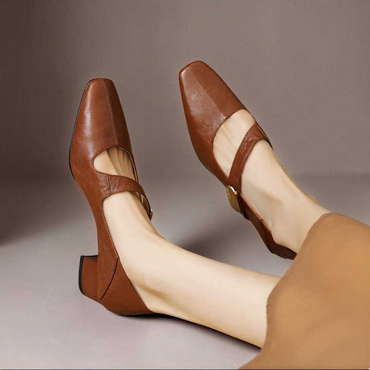 Ruby™ | Gold-Accent Block Heel Mary Janes
