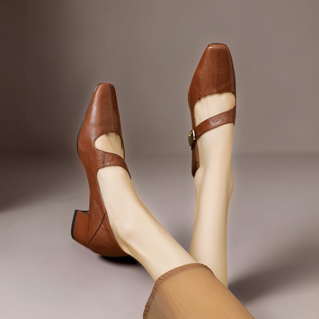 Ruby™ | Gold-Accent Block Heel Mary Janes