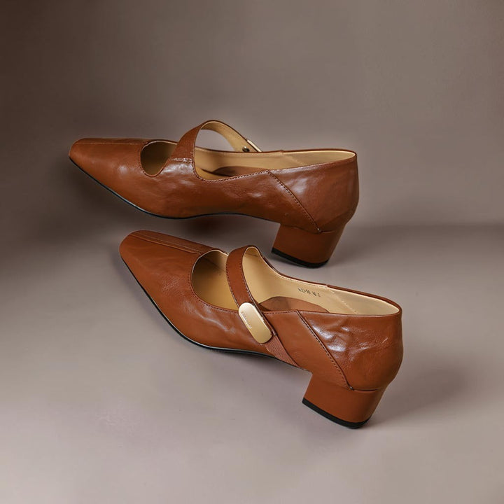 Ruby™ | Gold-Accent Block Heel Mary Janes