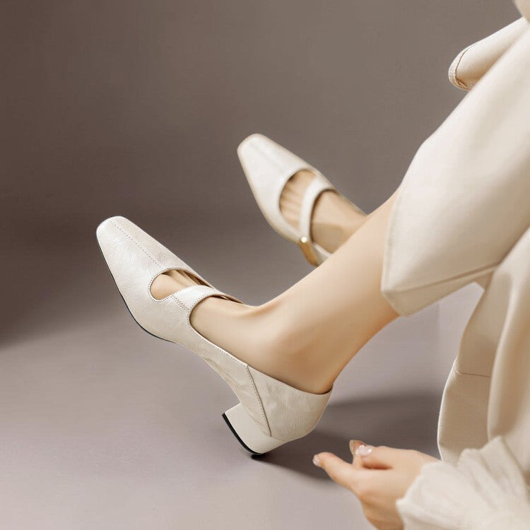 Ruby™ | Gold-Accent Block Heel Mary Janes