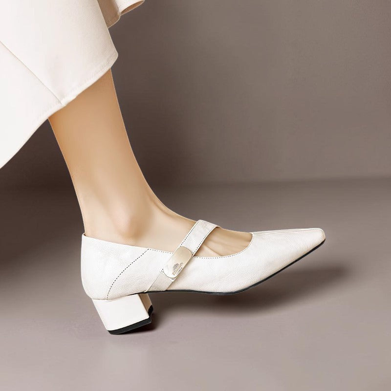 Ruby™ | Gold-Accent Block Heel Mary Janes
