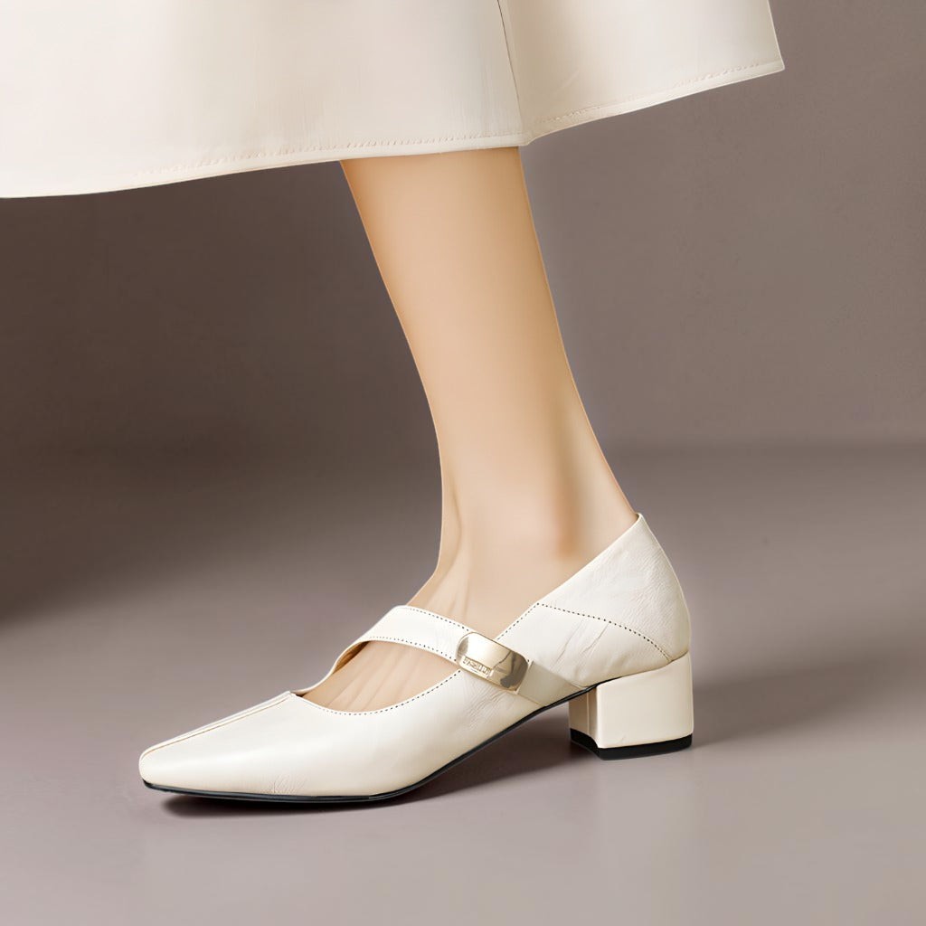 Ruby™ | Gold-Accent Block Heel Mary Janes