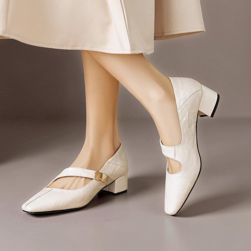 Ruby™ | Gold-Accent Block Heel Mary Janes