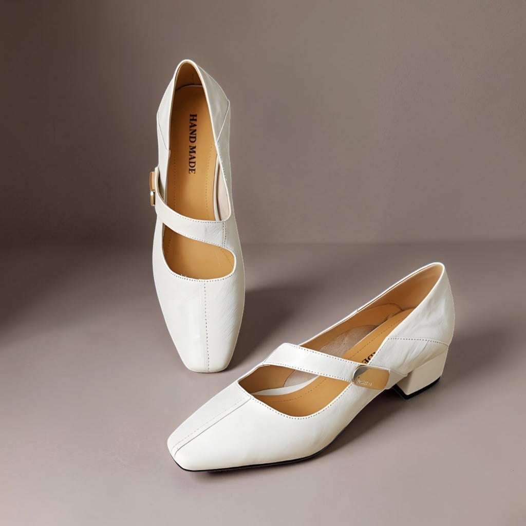 Ruby™ | Gold-Accent Block Heel Mary Janes