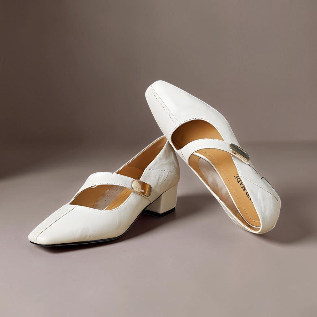 Ruby™ | Gold-Accent Block Heel Mary Janes