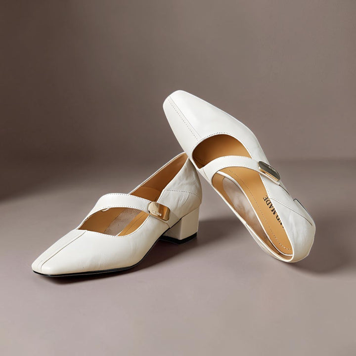 Ruby™ | Gold-Accent Block Heel Mary Janes