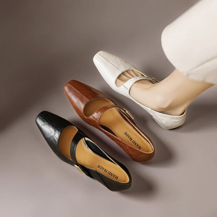 Ruby™ | Gold-Accent Block Heel Mary Janes
