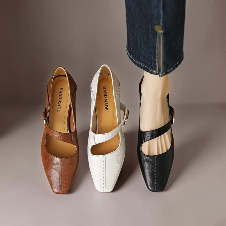 Ruby™ | Gold-Accent Block Heel Mary Janes